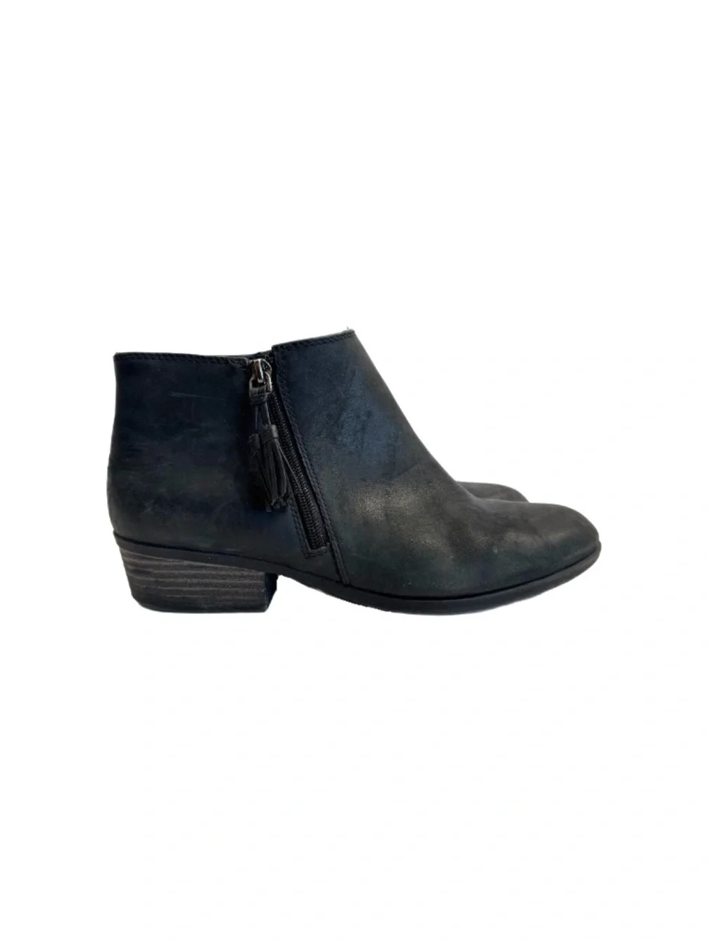 Clarks Collection Ankle Booties Sz 8.5 W Side Zip Black Tassel Ultimate Comfort